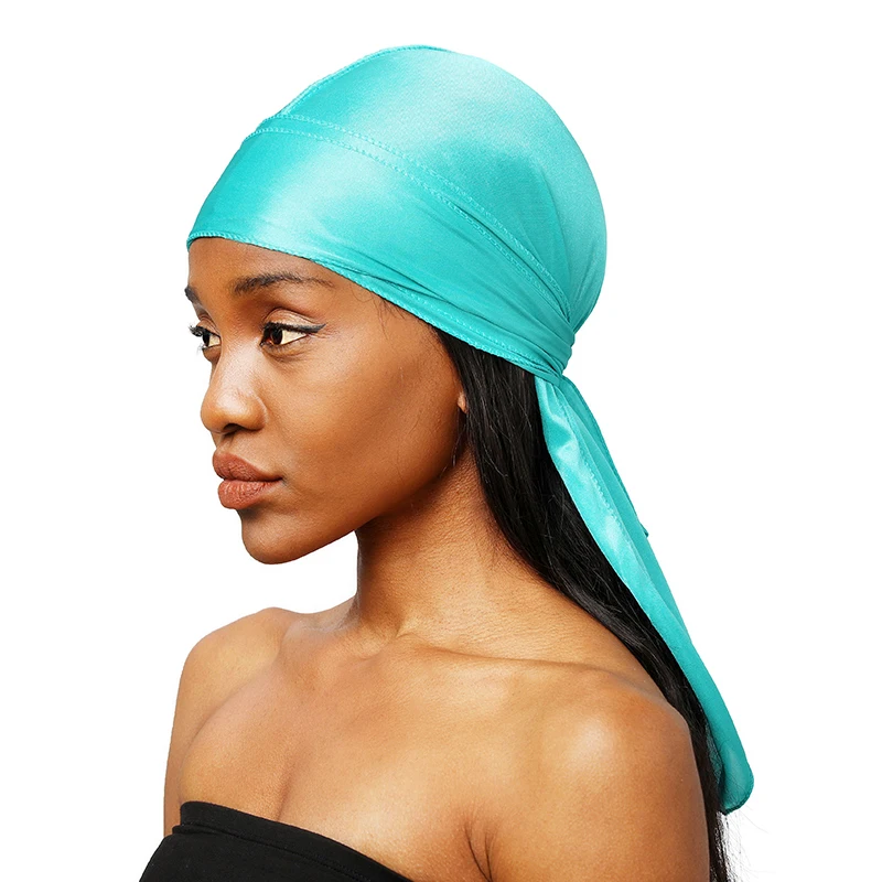 Unisex Seidige Lange Schwanz Durag Piraten Hut Turban Mode Headwraps Kappe Bandana Frauen Männer Kopfbedeckungen Kappen Hijab Haar Zubehör ﻿ – Detail 4