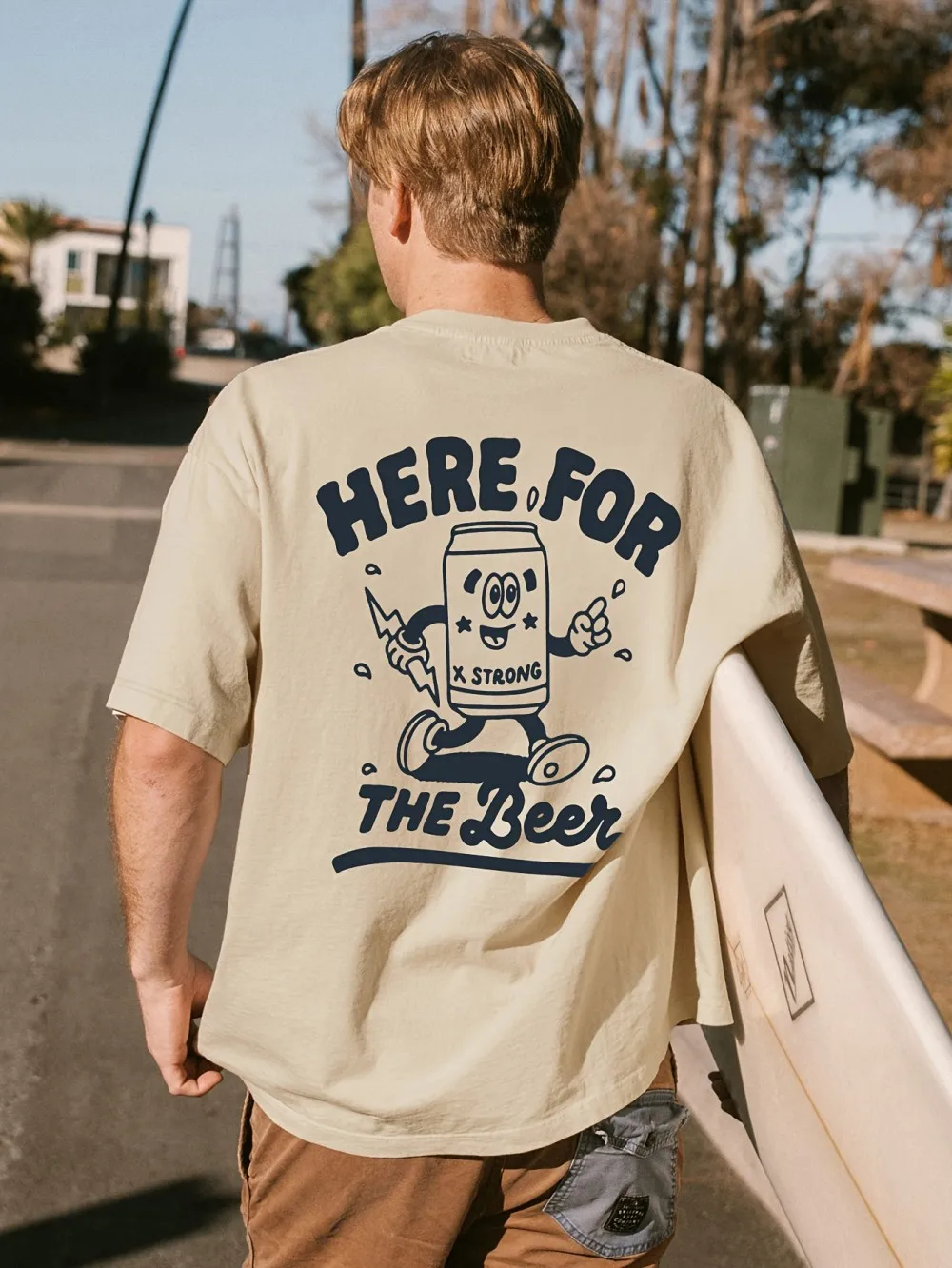 

Fashionable men's summer fun can letter print comfortable and breathable round neck T-shirt outdoor vacation casual top