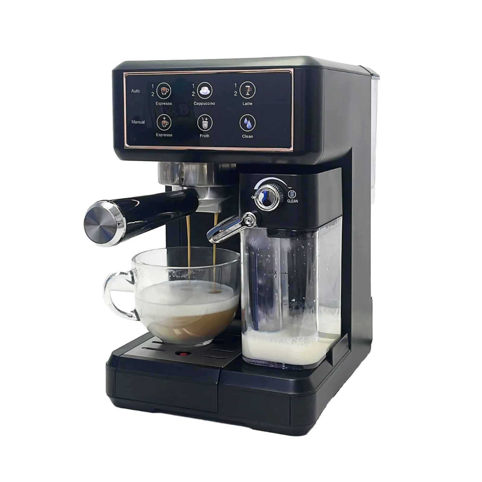 Italian Custom 20Bar Programmable Espresso Machine Stainless Steel Multifunctional Electric Household Milk Frother For Hotels