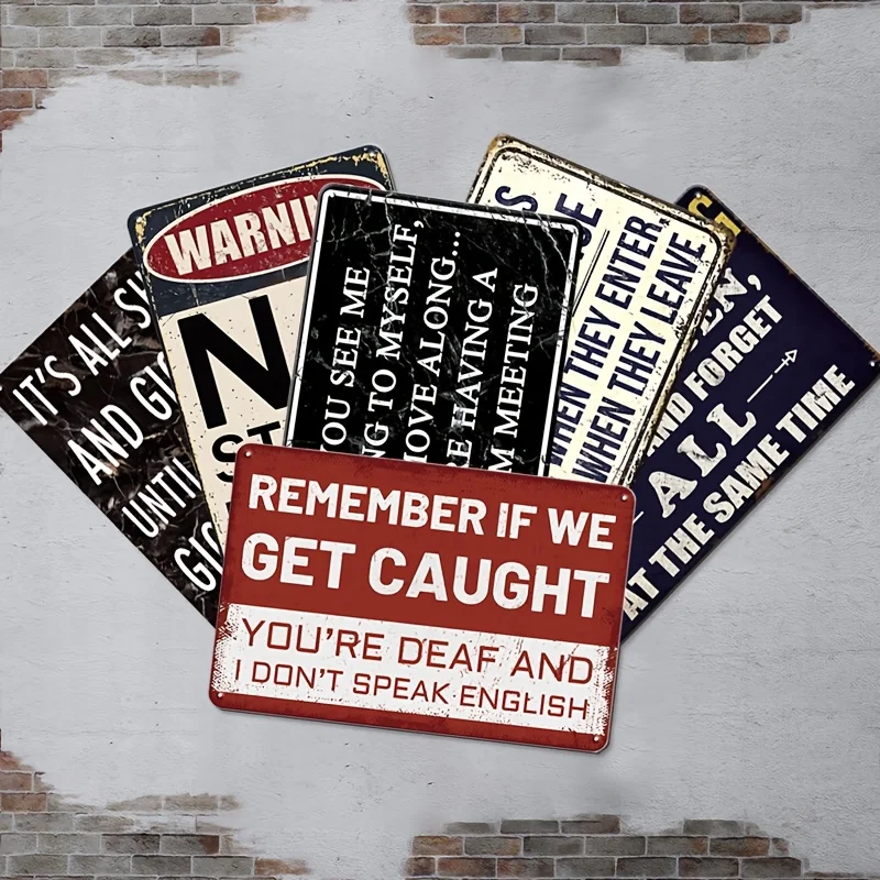 2D Flat - Decorative Sign& Plaque 2D Flat, 6pcs Humor Office Metal Box Signs, Vintage Garage Decor with Satirical Workplace Quot