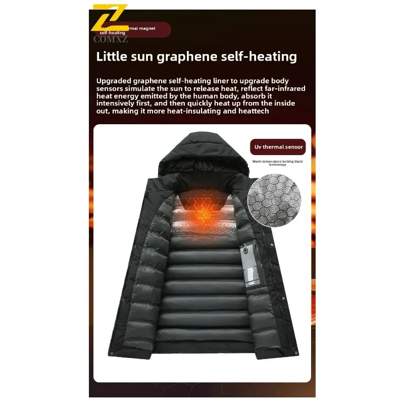 الرجال أسفل سترة 2025 الخريف الشتاء جديد الجرافين والقطن سميكة الدافئة مقنعين سترة معطف في الهواء الطلق عادية سستة سترة قطن #3