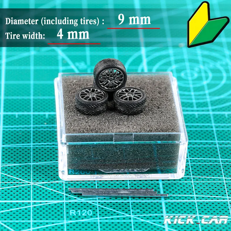 KICARMOD 1/64 ABS Grey Wheels With Rubber Tyre  Modified Parts Diameter 10mm For Model Car Racing Vehicle Toy Hotwheels Tomica