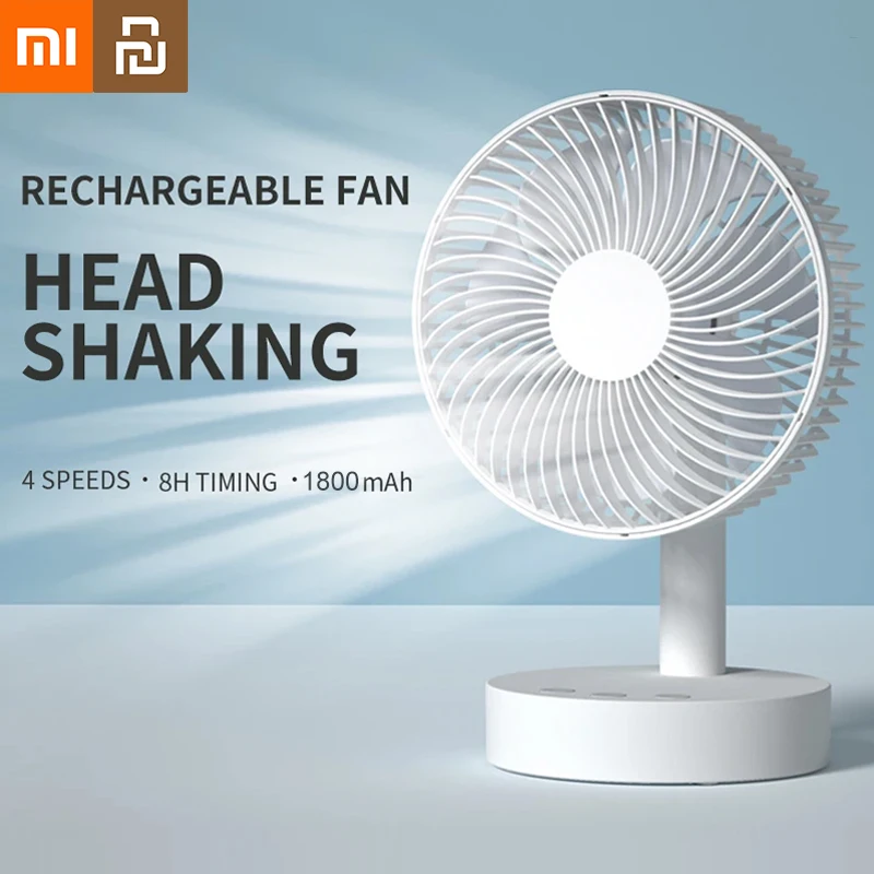 Xiaomi Youpin Desk Fan 4 Speed Adjustable Desktop Table Fan with Strong Wind Quiet Operation1800mAh USB Recharge Oscillating Fan