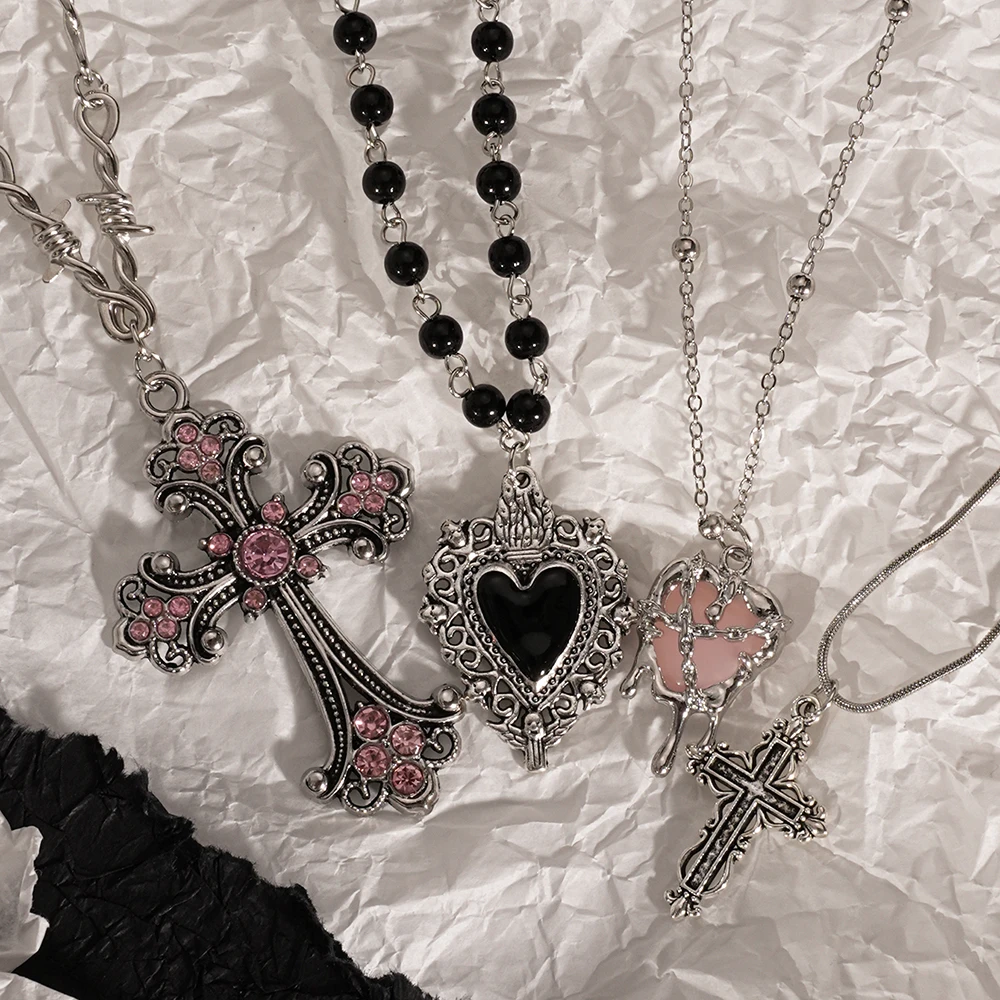 Y2K Sweet Cool Girl قلادة قلادة حب متقاطعة إبداعية مخصصة، مناسبة للارتداء اليومي #1