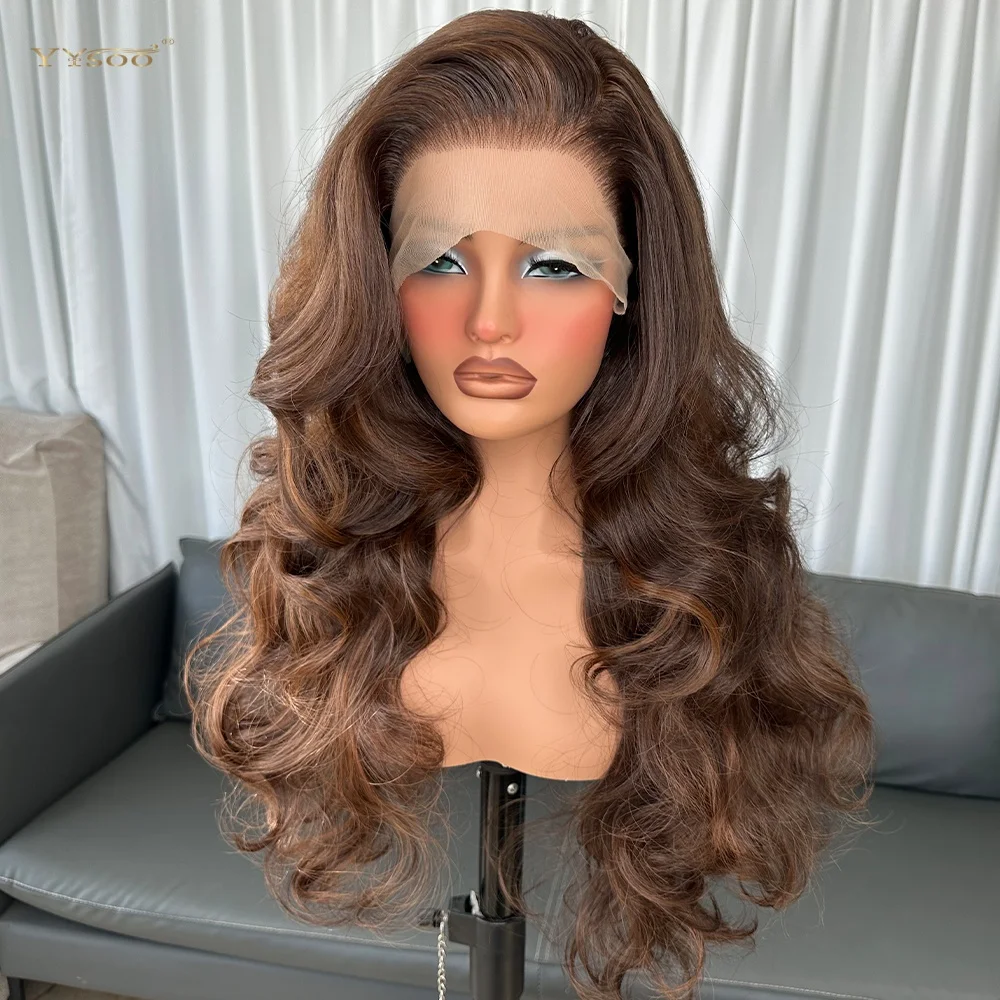 YYsoo Factory Direct Glueless Heatresistant Natural Wavy Pre Plucked Hairline Jpanese Futura Fiber Wigs For Black Womens Daily