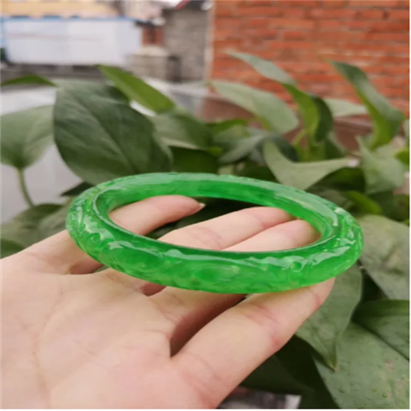 Real Best Sellers Original Ecological Pattern Jade Green Bangles Roundbangle Jadeite Jewelry