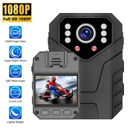 Body Worn Mini Camera HD 1080P 2 Inch Color Screen Video Recorder Security Cam IR Night Vision Mini Camcorders Wearable Camera