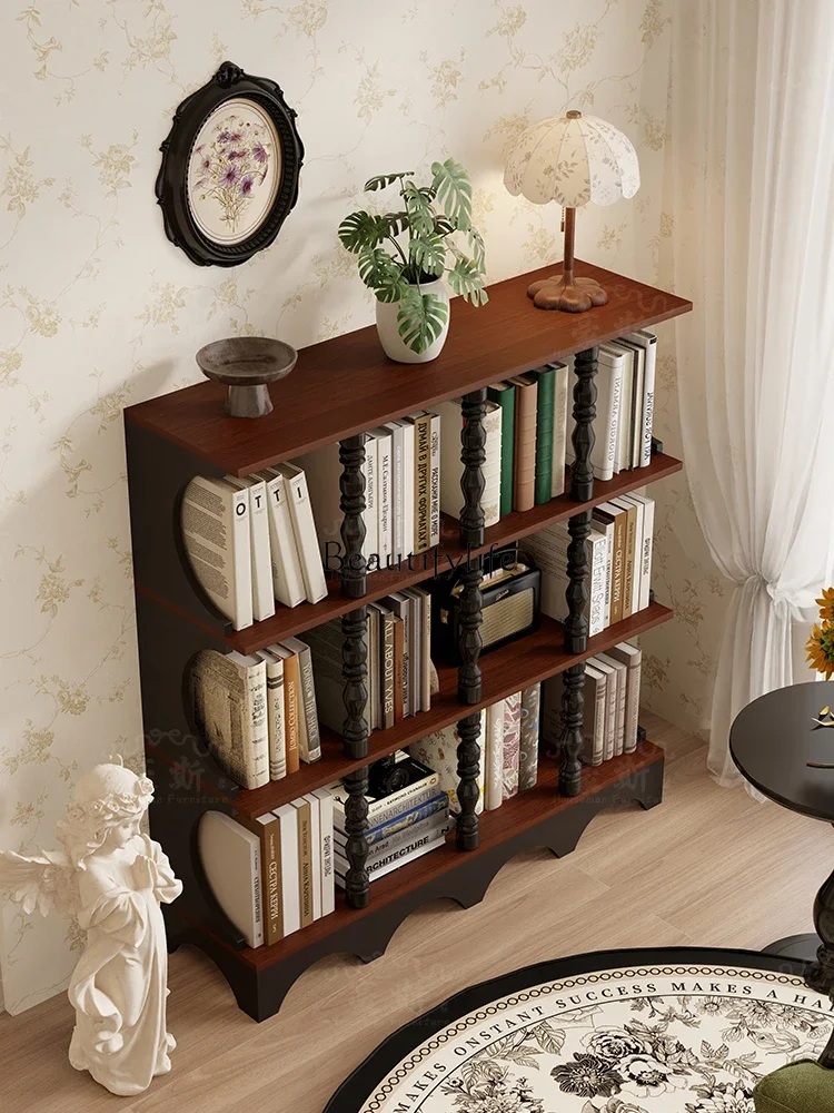 

yj7 French Retro Living Room Bookcase Floor-standing Simple Style Bookshelf Combination Home Display Shelf