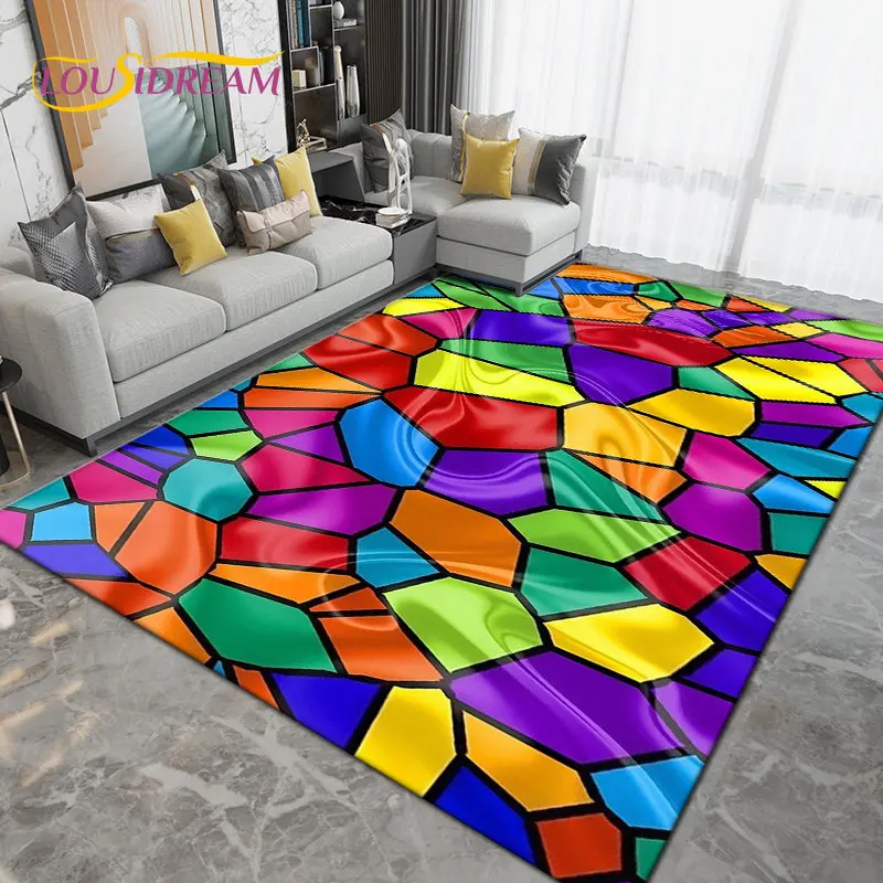 

Rainbow Chromatic Colour Illusion Area Rug Large,Carpet Rug for Living Room Bedroom Sofa Doormat Decoration,Non-slip Floor Mat