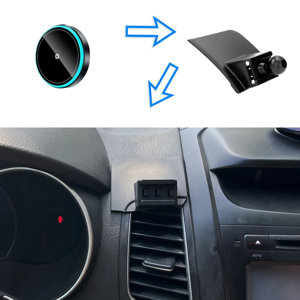 For Kia Sorento XM 2009 2010-2014 Magnetic Wireless Car Charger Air Vent Phone Holder Stand Fast Charging Cellphone Bracket