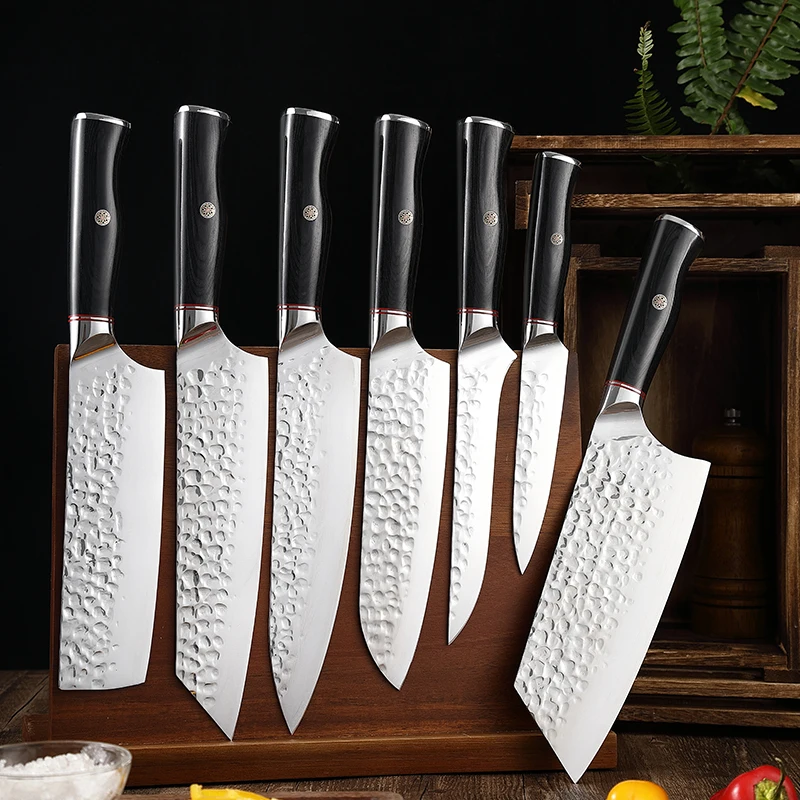 

TJ POP Forging Handmade Chef Knife Stainless Steel Kitchen Knives Set Sharp Japanese Santoku Knife Nakiri Cleaver Cutting Tools