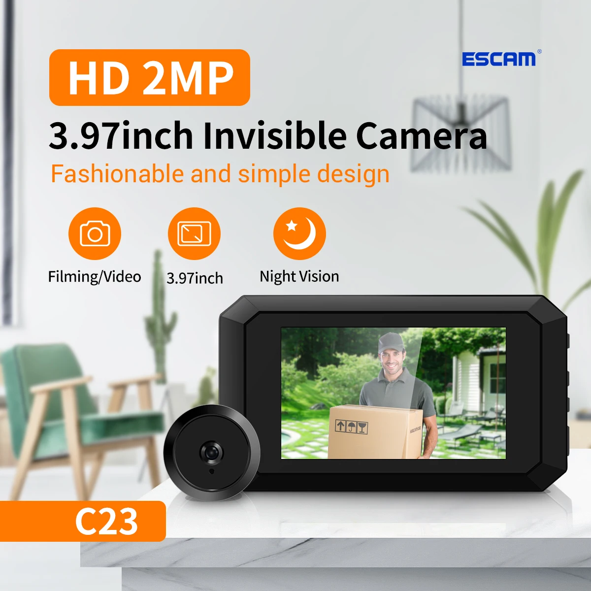 4Inch Screen 2MP 1080P Visual Doorbell 125Degree Wide Angle Video Door Phone Peephole Viewer