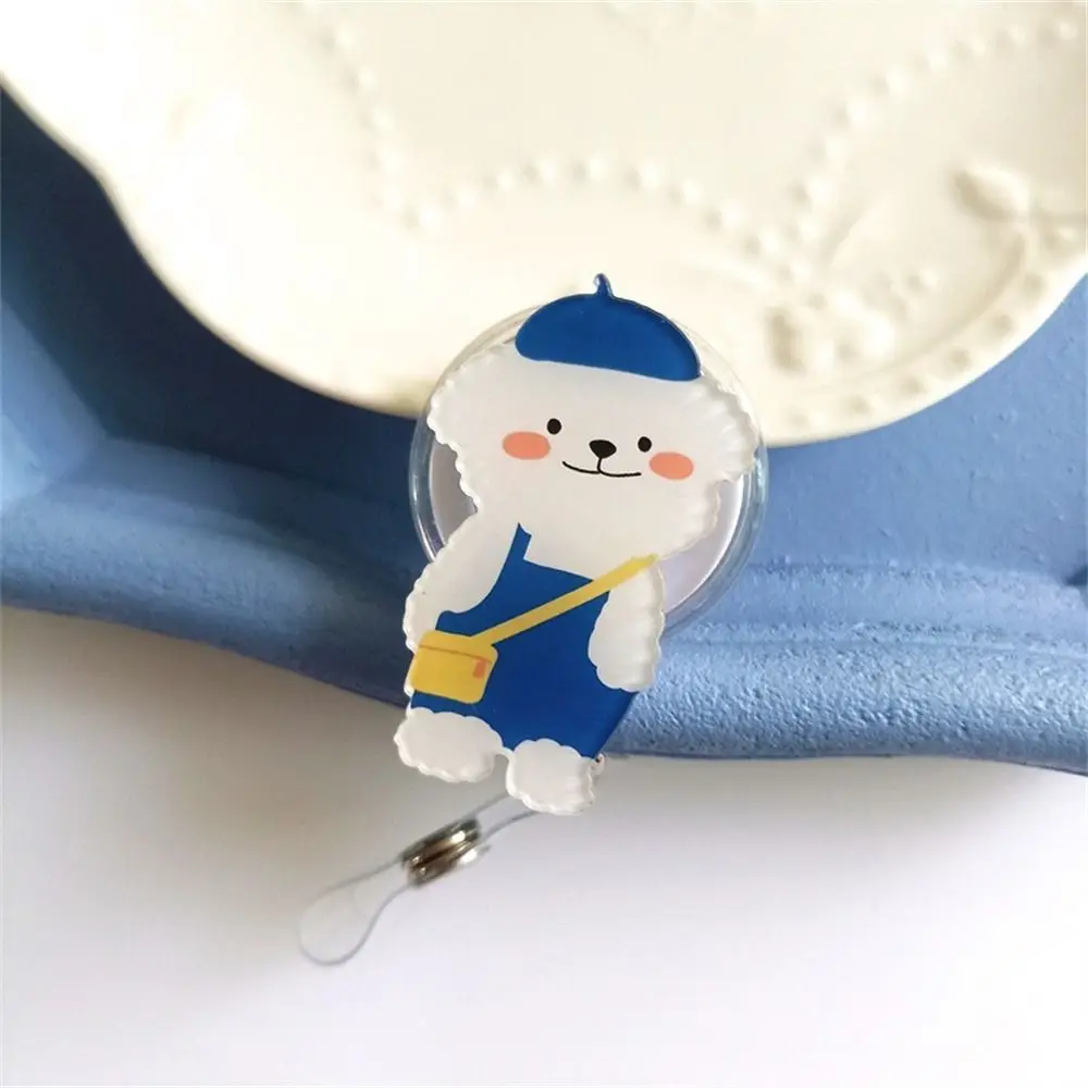 Cute Bear Retractable Badge Reel Chest Card Name Tag Nurse Badge Holder Name Card Cartoon ID Card Clips Doctor Students