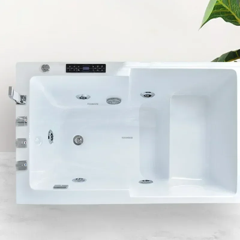 Modern Simple Home Acrylic Massage Bathtub Small Apartment Bathroom Constant Temperature Surfing Jacuzzi With Seat Design