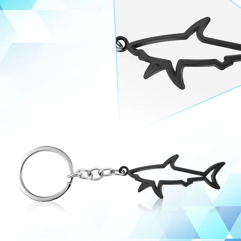 Hollow Fish Shark Symbol Badge Keychain Portable Car Metal Universal Keyring For Bicycle Motorcycle Car Special Gift Accessories