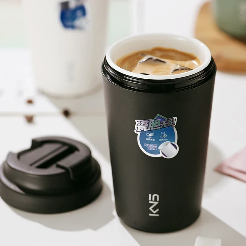 New High Value Portable Ceramic Liner Coffee Cup Sealed Leak-Proof Car Insulation Mug 380ml Men And Women General Gift Cup