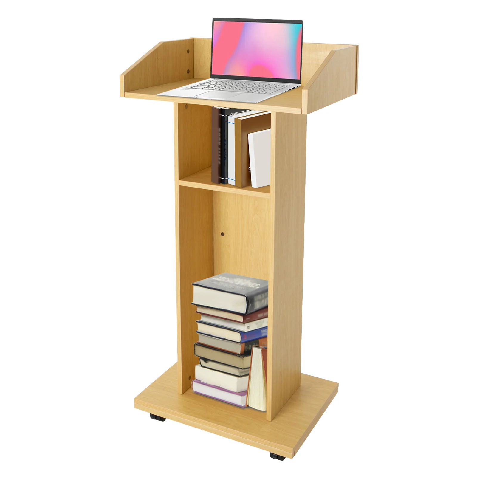 Mobile Wood Podium Stand Podium Stand Wooden Speaking Lectern Teacher Speaker Presentation Stand Portable Podium Stand Mobile