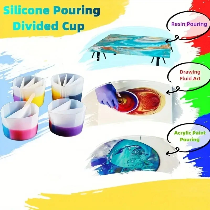 1PC Silicone Distributing Cup With 2/3/4/5 Grids For Handmade Art And Crafts Epoxy Resin And Color Mixin DIY Jewelry Making