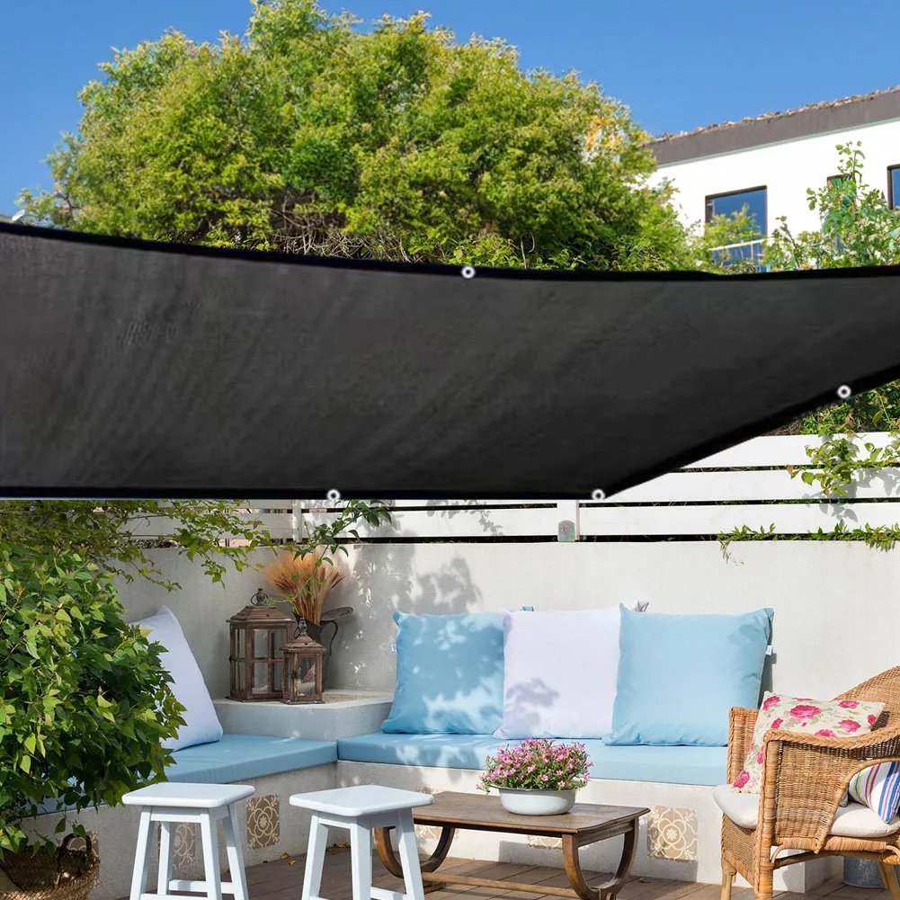 Water Permeable Sunshade Cloth Duty Black Mesh With Triangle Corners For Outdoor Terrace Carport Plant Covering And Awning