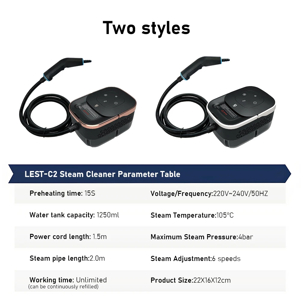 Steam Cleaner Steam Mite Remover Steam Stain Remover Kitchen 1250ML Water Tank Steam Cleaning Tool Multifunctional Steam Cleaner