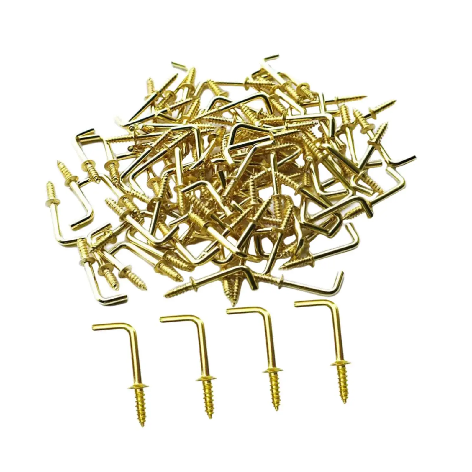 100 Pieces Right Angle Hooks Screw in Hooks Easy to Use Wall Hooks Wear Resistant L Shape Screw Hooks for Hanging Indoor