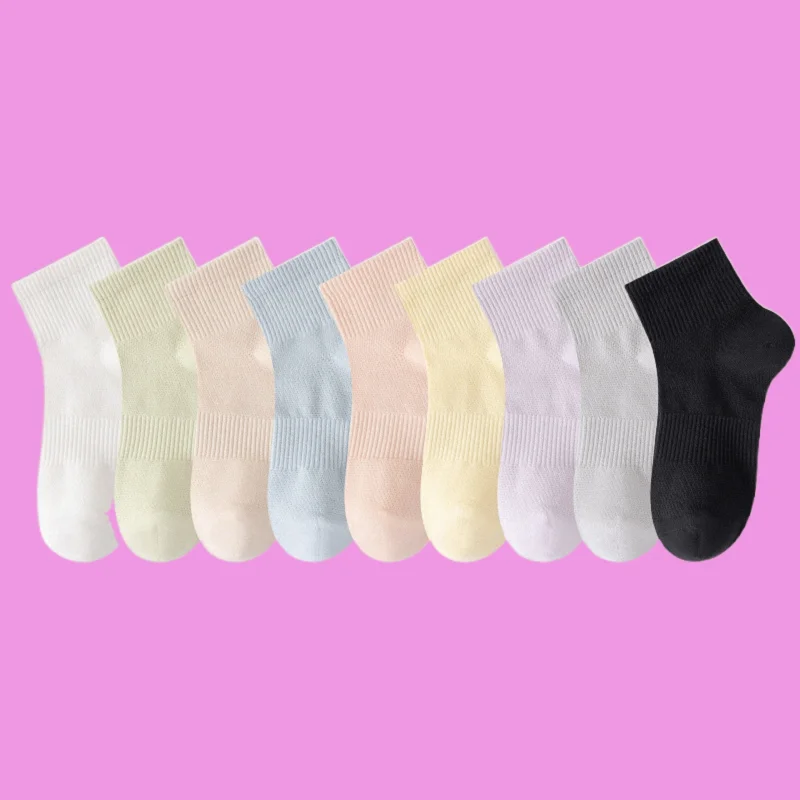 

5/10 Pairs Summer High Quality Crystal Anti-snagging Invisible Mid-tube Flesh-colored Socks Anti-slip Silk Stockings Thin Socks