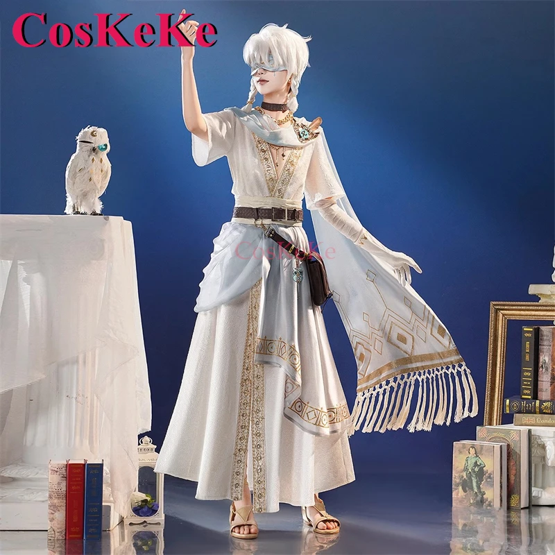 CosKeKe Seer/Eli Clark Gioco Cosplay Identity V Costume Bianco Splendido ed elegante Uniformi da combattimento Attività Gioco di ruolo per feste Abbigliamento