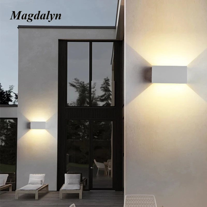 Magdalyn Led applique da esterno impermeabile 24W casa Aluminio Led bianco nero Decorativo Patio portico lampada illuminazione da parete per interni