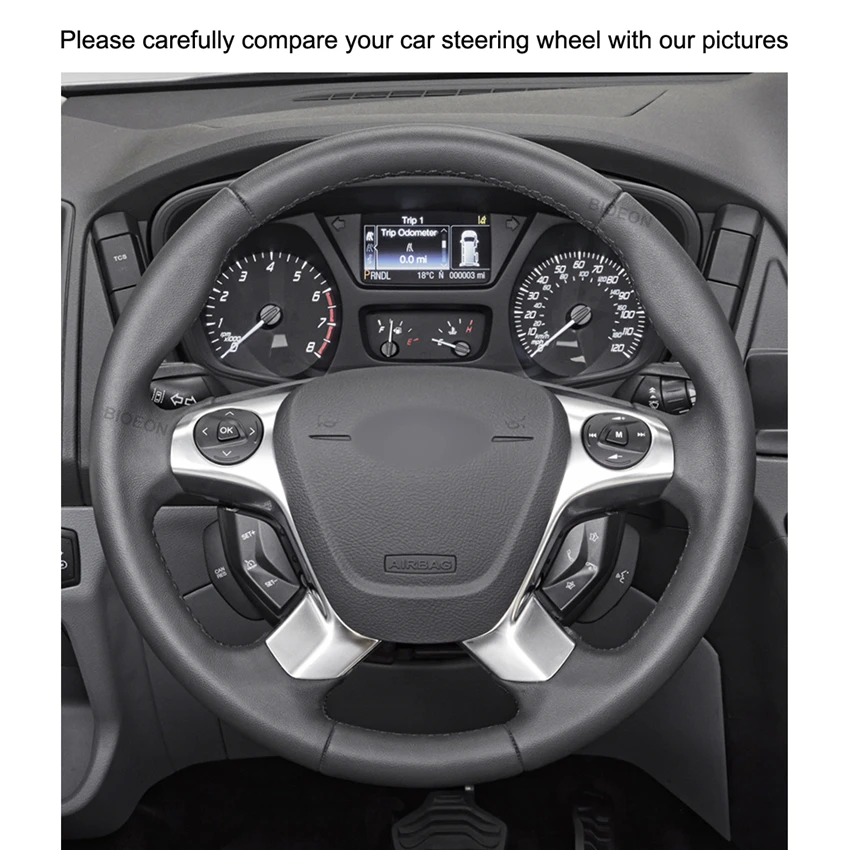 Black PU Artificial Leather Steering Wheel Cover for Ford Transit Connect Grand Tourneo Custom 2013 2014 2015 2016-2000