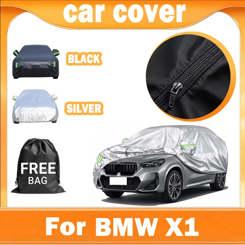 All Weather Outdoor Full Car Cover Snow Sun UV Dustproof with Reflective Strips Wind Straps For BMW X1