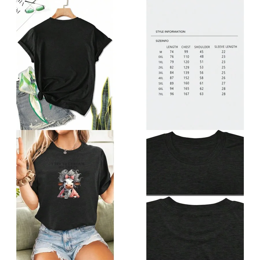 

【New style】2026 New Summer Collection Women's European And American Summer Short-Sleeve Cute Cow Print Fashion Street Versatile