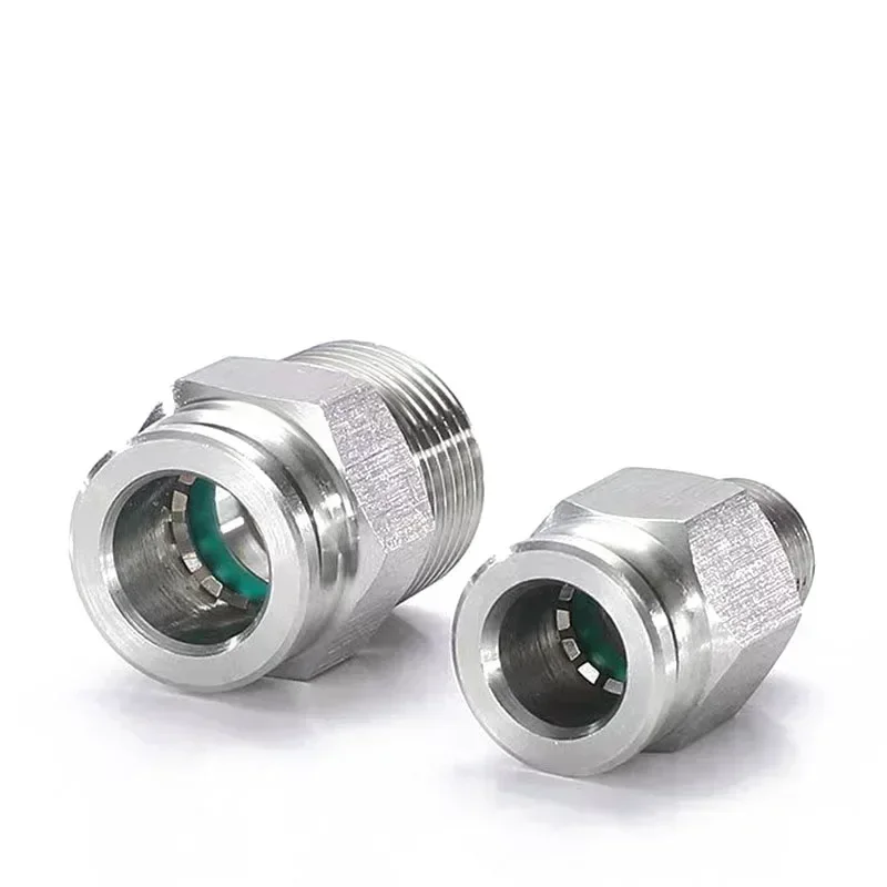 304 Stainless Steel Air Fittings Quick Coupling 4/6/8/10/12mm Male Thread BSPT M5 1/8 1/4 1/2 Push In Hose Pneumatic Connectors