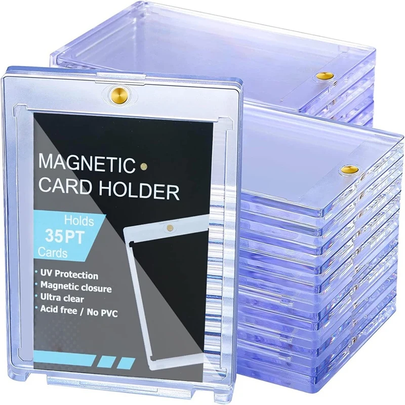 25Pc Magnetic Card Holder 35Pt,Card Case Holder Card Protectors Hard Plastic,Card Sleeves Display Case For Baseball Card