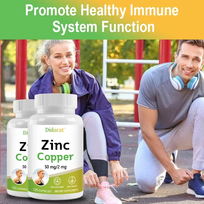 Zinc (Zinc Gluconate) 50 Mg + Copper (Copper Sulfate), Vegetarian Capsules - Gluten Free and Non-GMO, 2-in-1 Mineral Formula