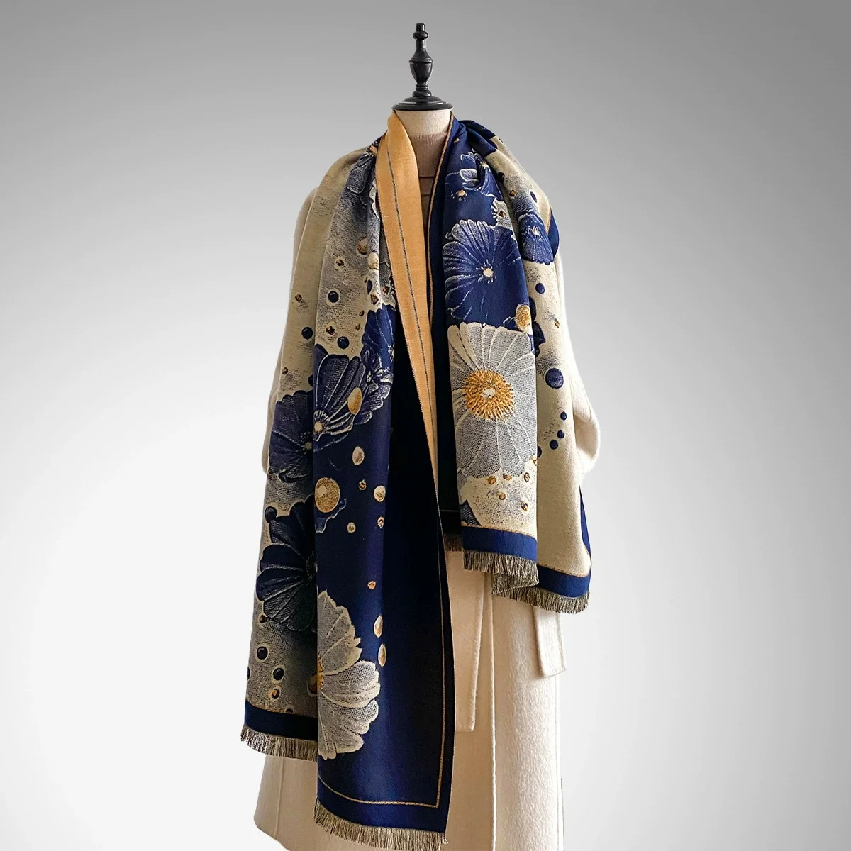 

2025 теплый шарф из искусственного кашемира для женщин, толстая шаль с принтом и накидка, женское одеяло, стильный платок, зимняя имитация пашмины