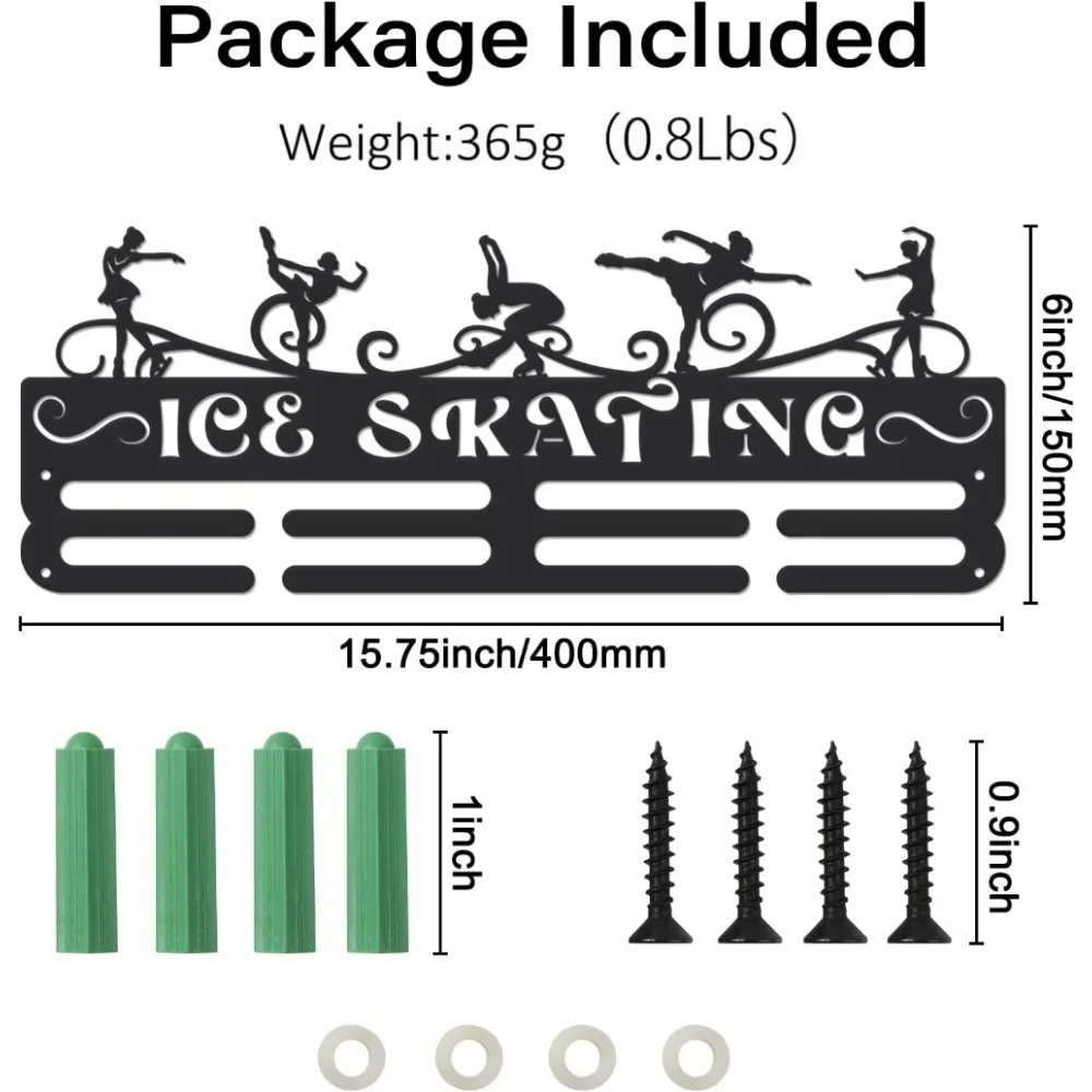 Ice Skating Medal Display Rack Sports Medal Hanger Display Holder for 40+ Skating Medals Trophy Holder Awards Sports Ribbon