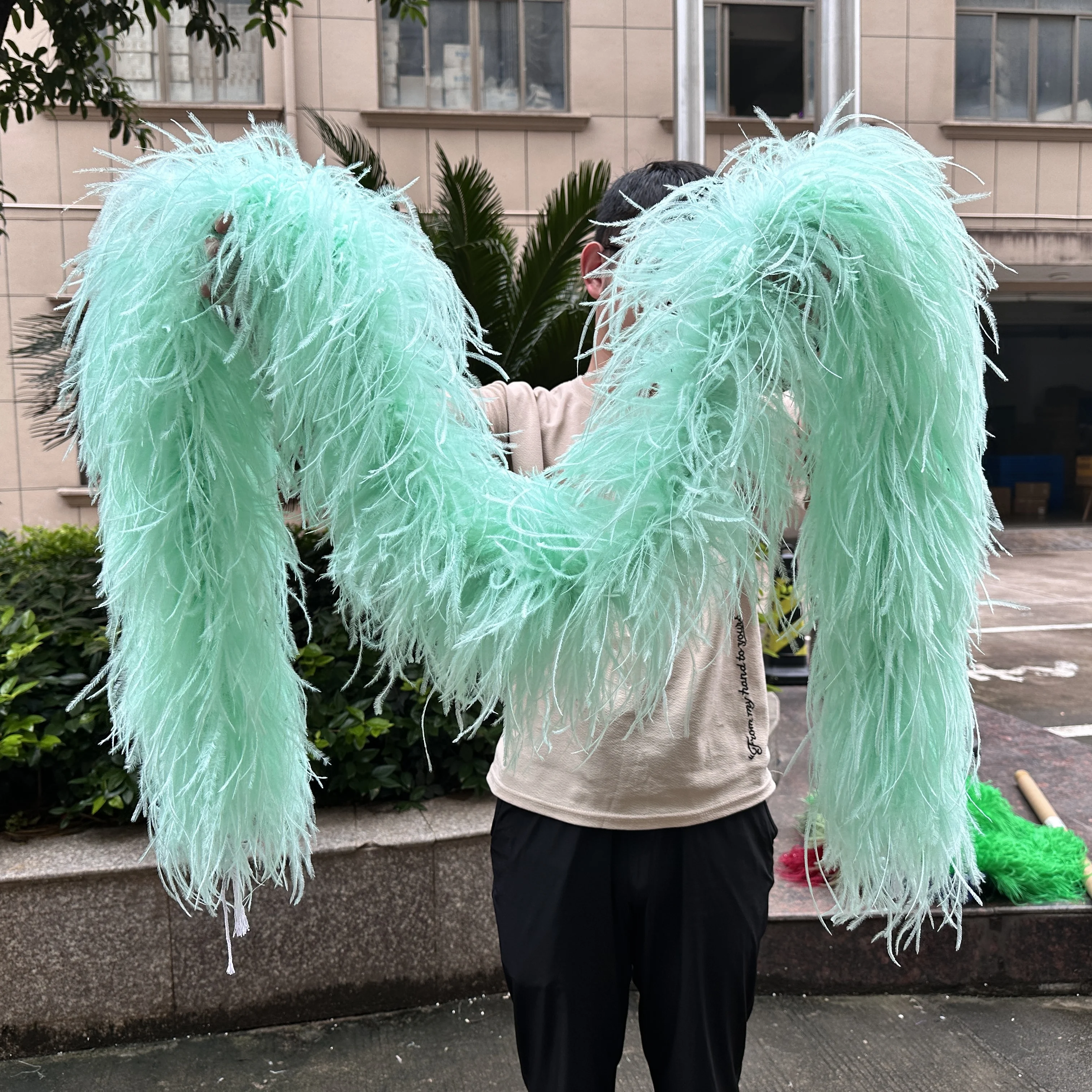 2 Meters Customize 6 8 10Ply Ostrich Feather Boa Trim Natural Ostrich Feather Scarf Party Clothig Sewing Wedding Dress Decor