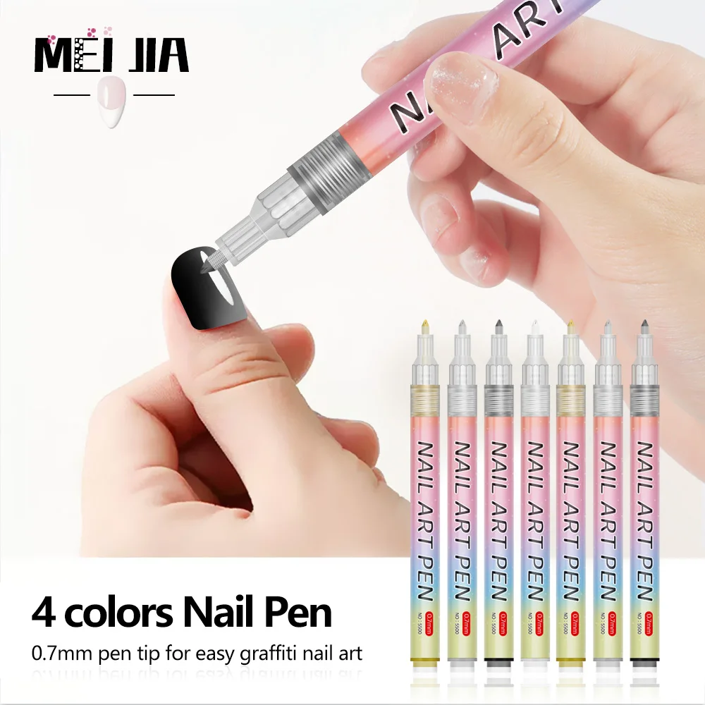 4 Colors Set Nail Graffiti Pen Acrylic Paint Pens For 3D Nail Art DIY Polish Pen Paint Liner Pens Manicure Nail Design Tools