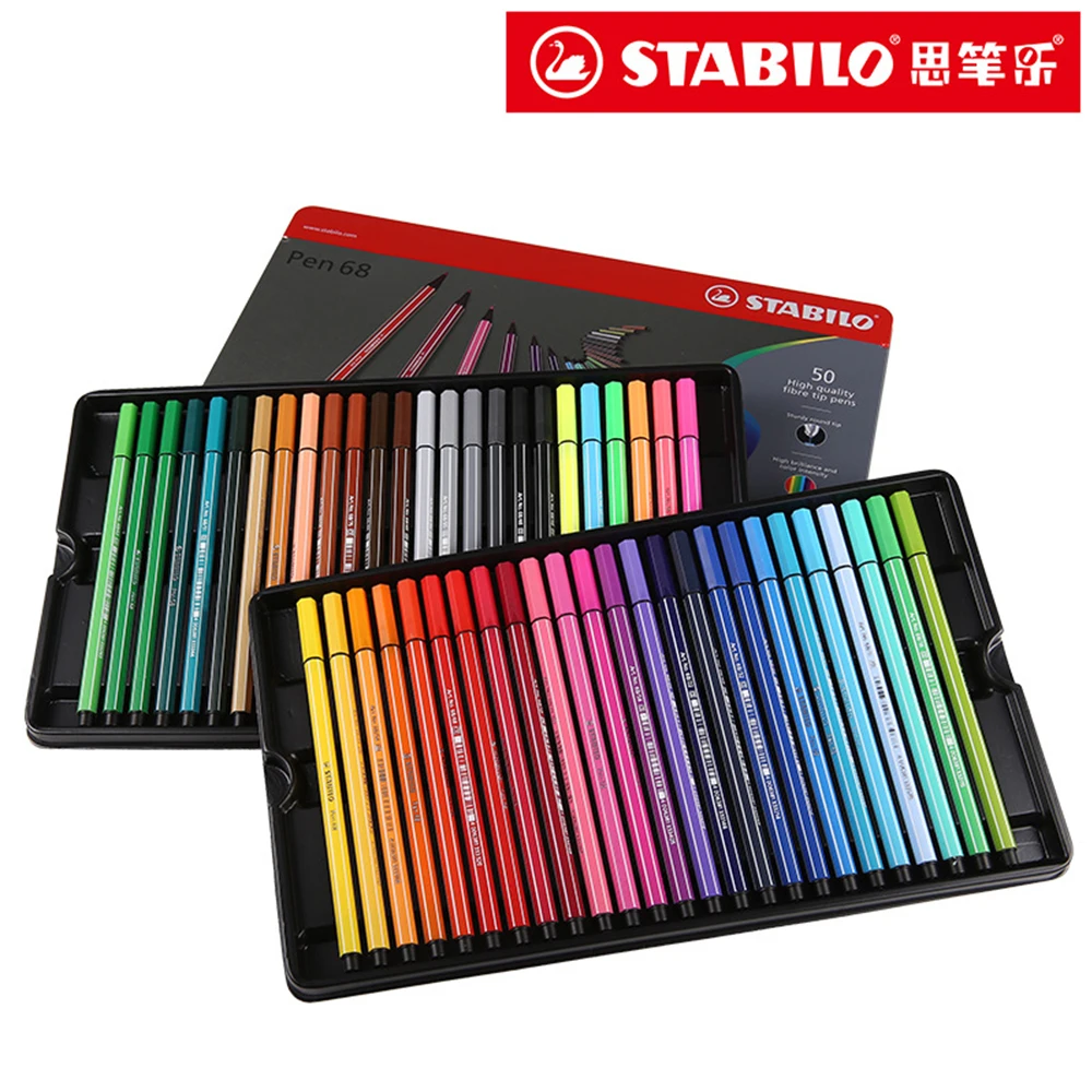 

40/50 Colors Germany Stabilo Watercolor Marker Pen High-end Tin Box Set Washable Brushes Safe Non-toxic Art Supplies Stationery