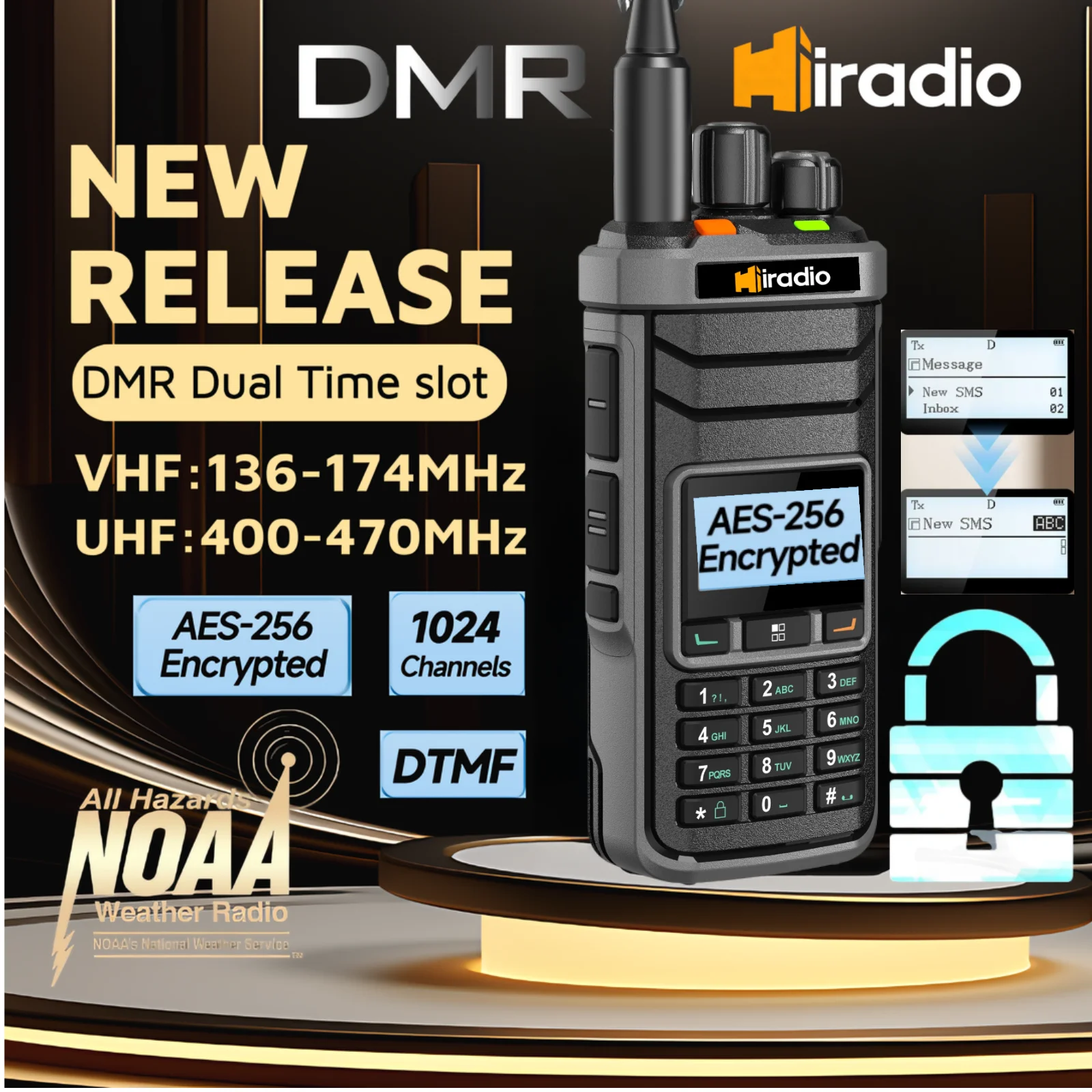 Iradio R5000 جهاز اتصال لاسلكي رقمي ثنائي الوضع DMR/تناظري اتجاهين راديو فتحة زمنية مزدوجة راديو هام 1024CH SMS AES256 NOAA DTMF UV #1