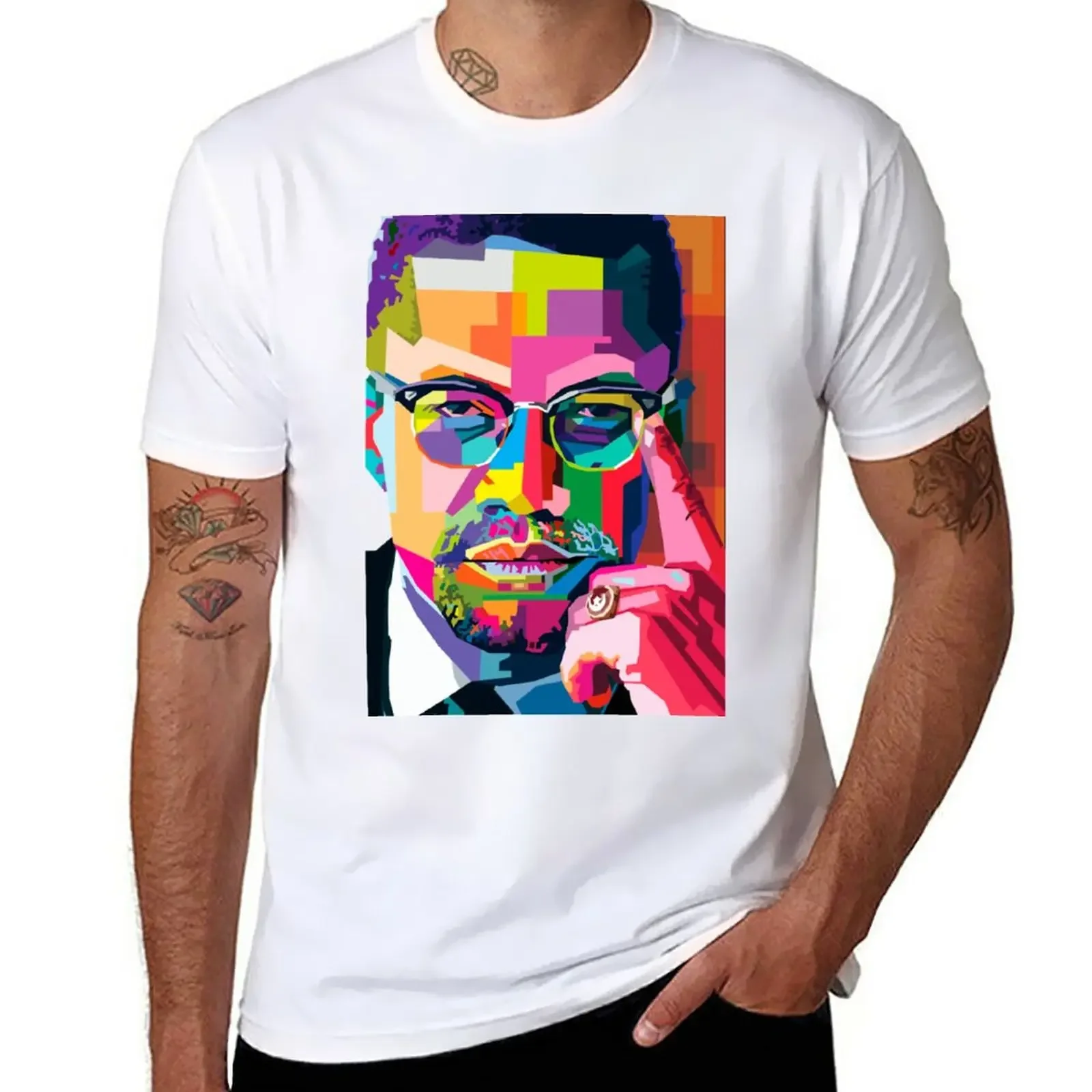 

Malcolm x T-Shirt sports fans Aesthetic clothing plus sizes t shirts for men cotton