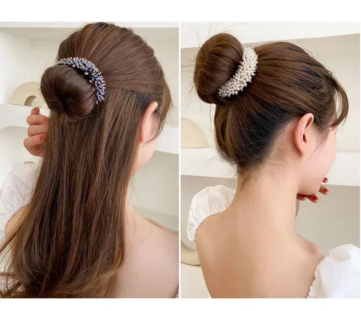 Korean Fashion Crystal Pearl Updo Hair Clips Elegant Braid Hair Barrettes Headwear Girls Women Hair Accessories