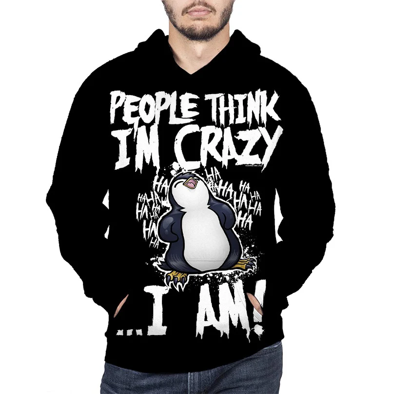 Funny Penguin Hoodies 3D Print Men Women Fashion Harajuku Streetwear Casual Hoodie Pullovers Hooded Sweatshirts Kids Clothing