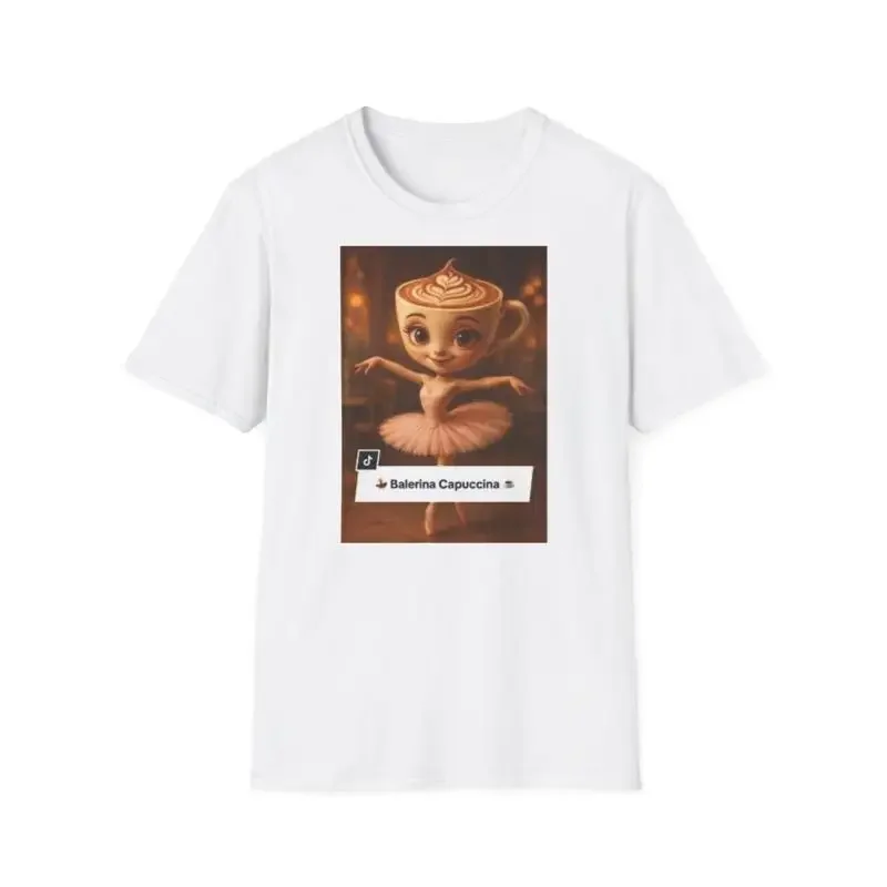 Whimsical Coffee Fairy T Shirt Cute for Lovers Soft Cotton Vintage ArT Balerina Capuccina Design