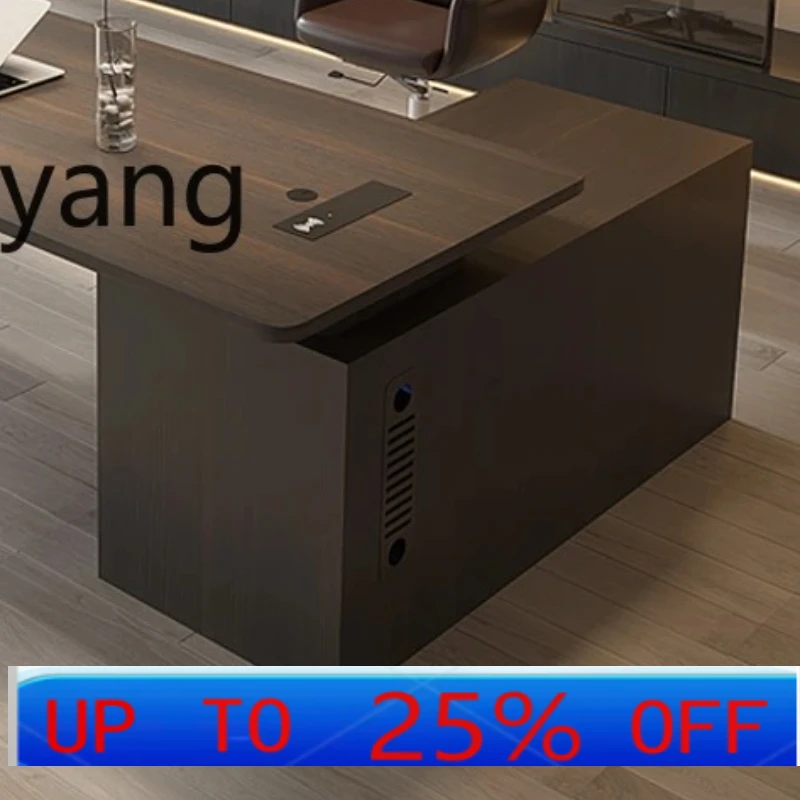 

LMM minimalist light luxury solid wood desk high-end home living room with side cabinet