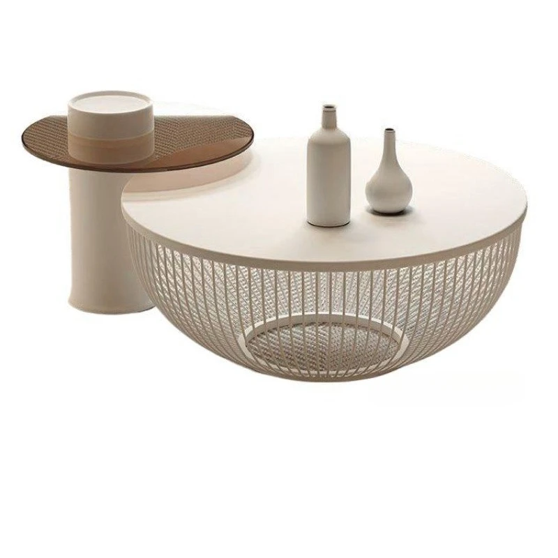 

Creative round coffee table small apartment living room household low table combination light luxury bedroom small table Nordic
