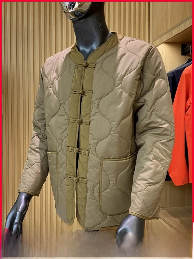 

Новая зимняя мужская хлопковая куртка с пуговицами, теплая хлопковая трендовая хлопковая трендовая свободная посадка без капюшона