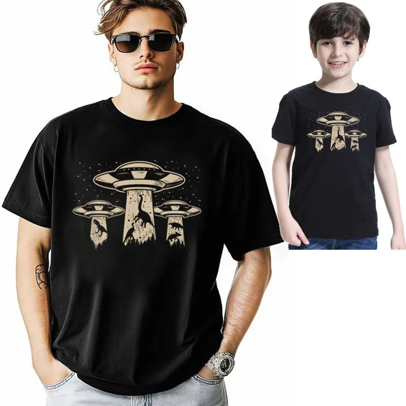 

Alien UFO Abduction Dinosaur T-Shirt Cute Believes Y2k Graphic Outfit Humor Funny T-Rex Triceratops Exist Saying Tee Novelty Top