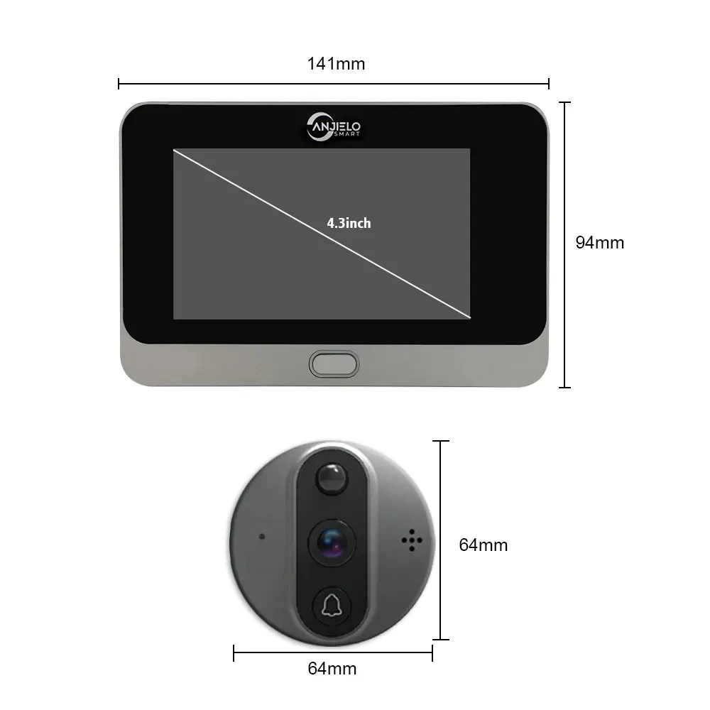 Tuya Smart Video Doorbell Peephole Door Camera with Motion Sensor 1080P Digital Viewer