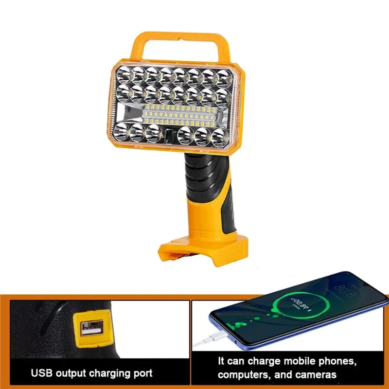 【A38M】For Li- Battery(Batters Not Included) 18W 2000LM LED Work Light Featuring 3 Brightness Modes